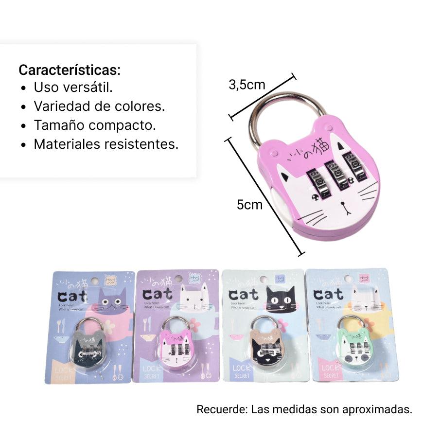 candado con clave gato mini dim:8*11