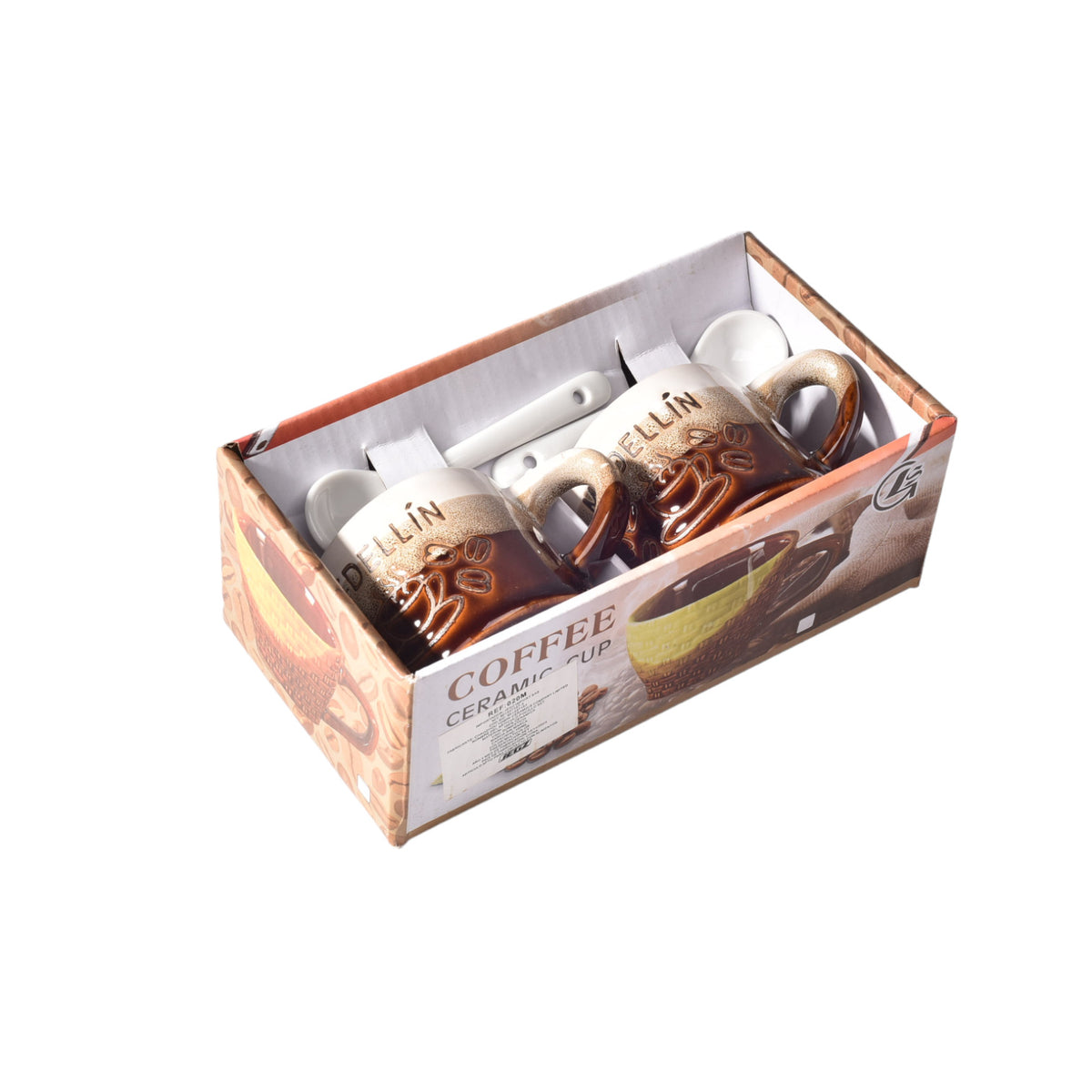 set 2pcs pocillos con cucharas  ceramica dim:5x5x5