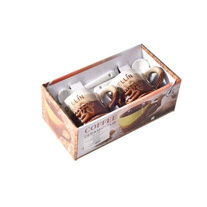 SET 2PCS POCILLOS CON CUCHARAS  CERAMICA DIM:5x5x5