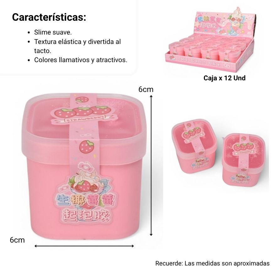 slime gel moldeable rosado dim: 6x6x6