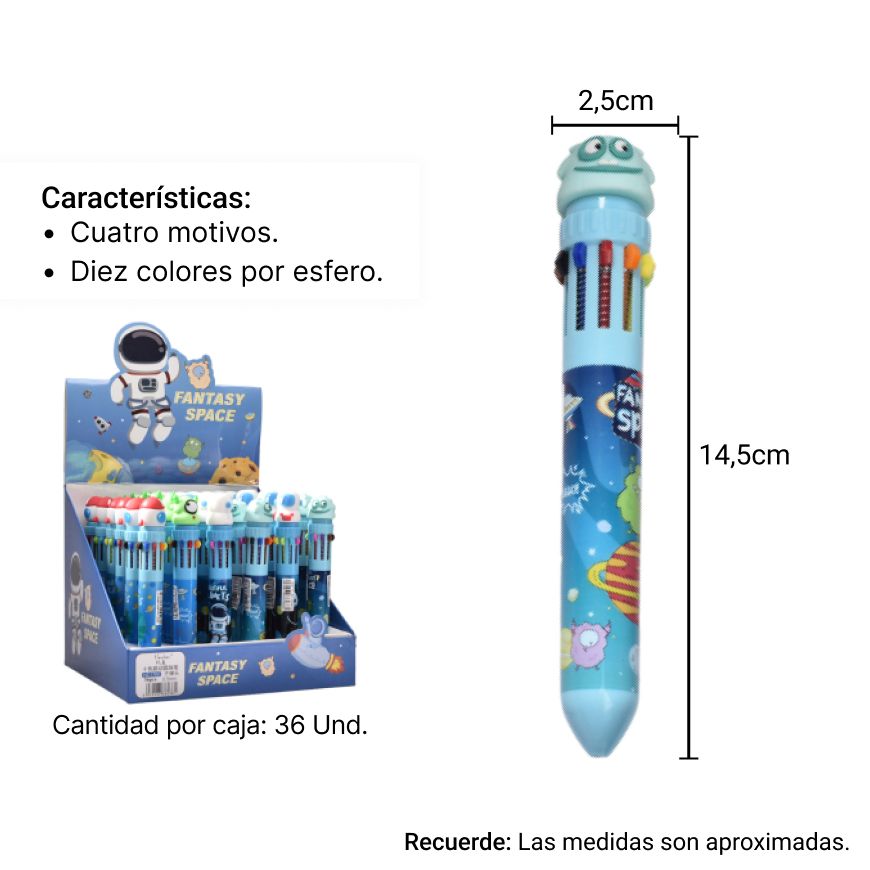 esfero colores forma astronauta dim:15x2