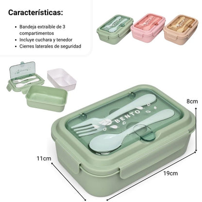 PORTACOMIDA CON CUBIERTOS PLASTICO 930ML