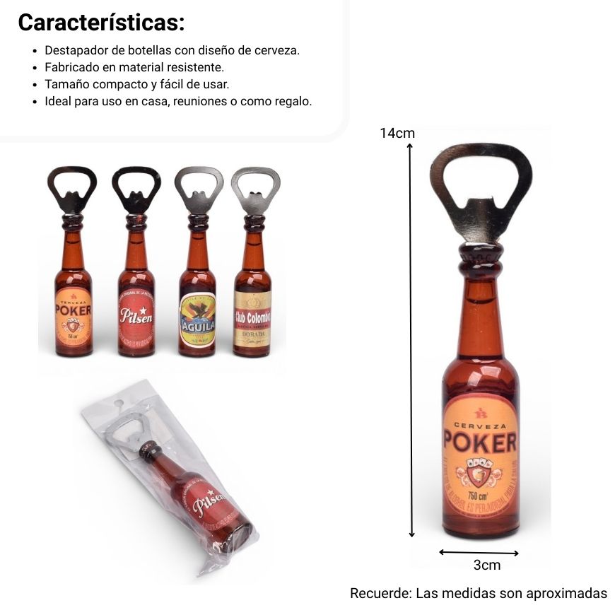 destapador plastico con iman forma botella dim:18x2x2