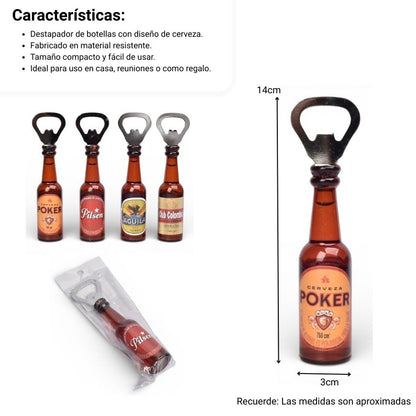 DESTAPADOR PLASTICO CON IMAN FORMA BOTELLA DIM:18X2X2
