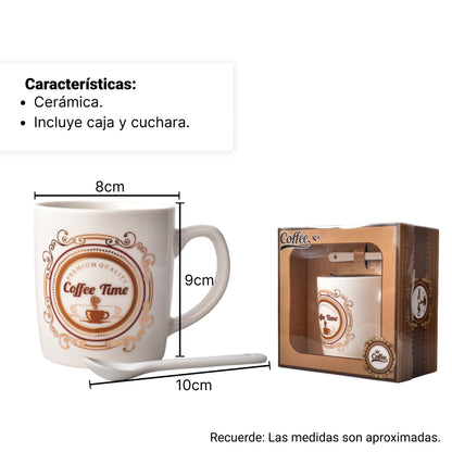 POCILLO CON CUCHARA EN CERAMICA DIFERENTES DISEÑOS