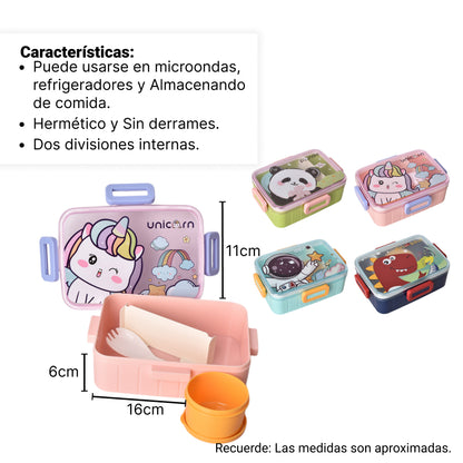 PORTACOMIDA PLASTICO DIFERENTES DISEÑOS 600ML DIM:11*16*6
