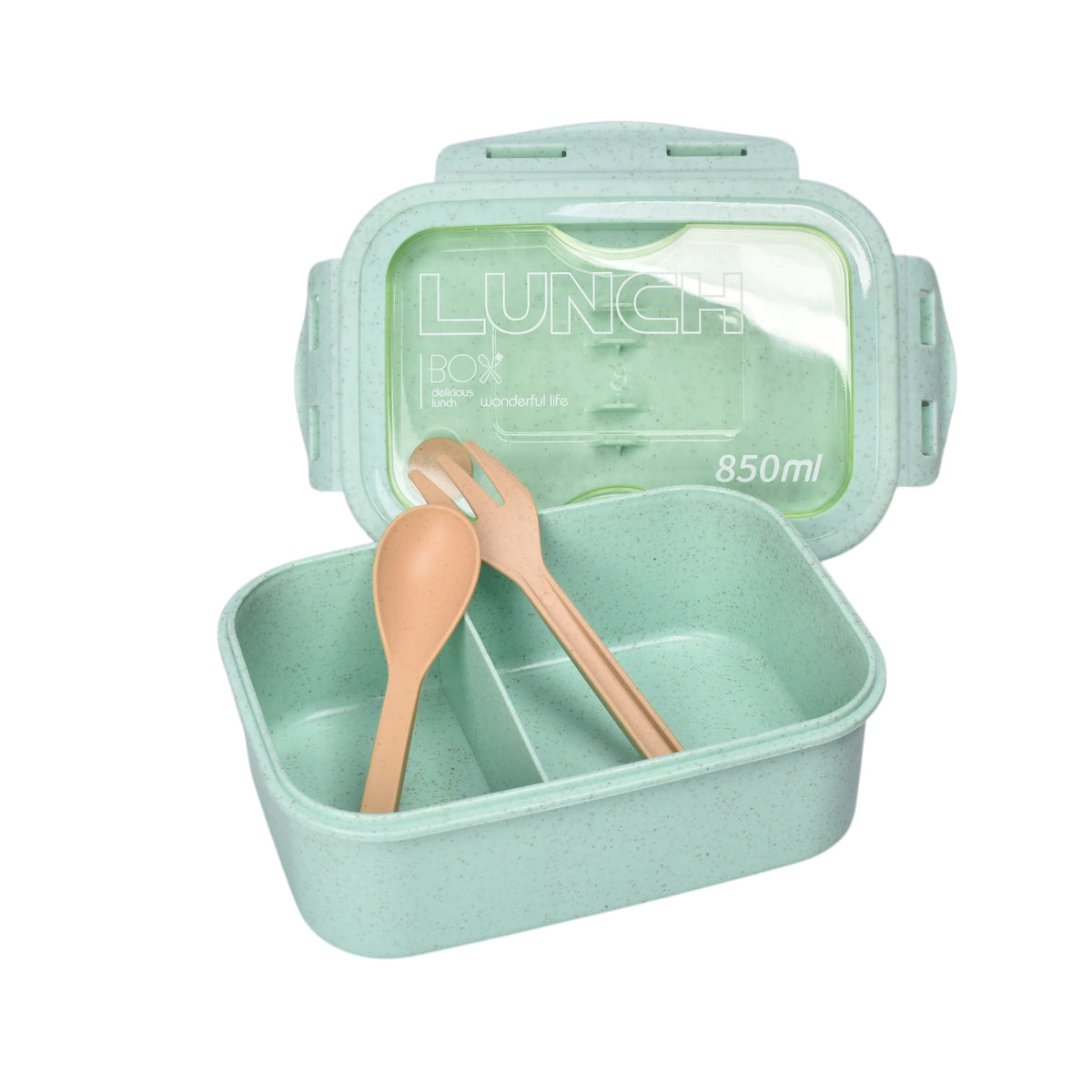 portacomida plastico con cubiertos 850ml dim:18x13x7
