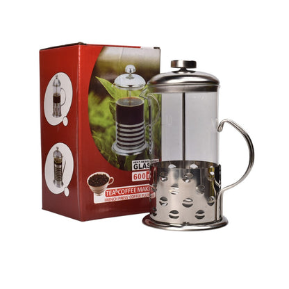 CAFETERA PRENSA FRANCESA ACERO Y VIDRIO DIM:10X10X20
