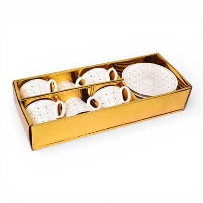 SET POCILLO CON PLATO BLANCO CERAMICA 80ML DIM:6X6X5