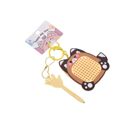 LLAVERO PLASTICO FORMA DE JUEGO CAFE DIM:8X8X1
