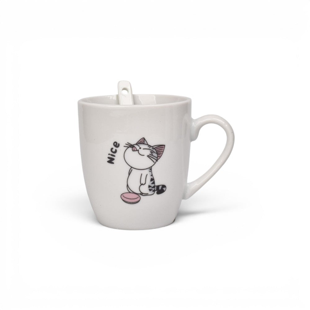 mug pocillo ceramica con cuchara diseño gatos 200ml