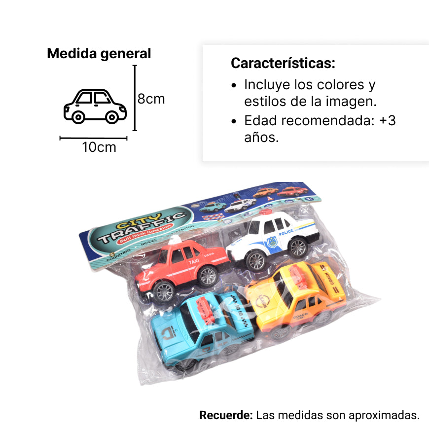 juguete set por 4 carros juguete didactico niño