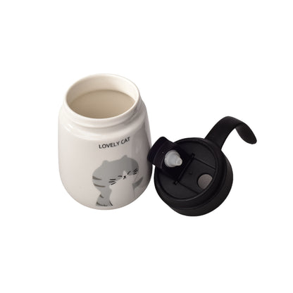 MUG POCILLO BLANCO DISEÑO DE GATOS EN CERAMICA GRANDE