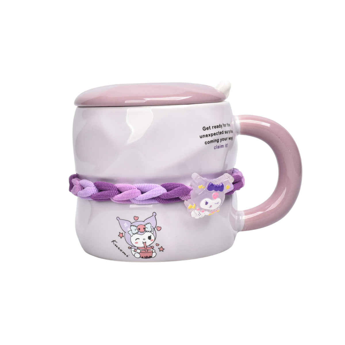 mug pocillo ceramica con tapa y cuchara personaje 380ml dim:9x9