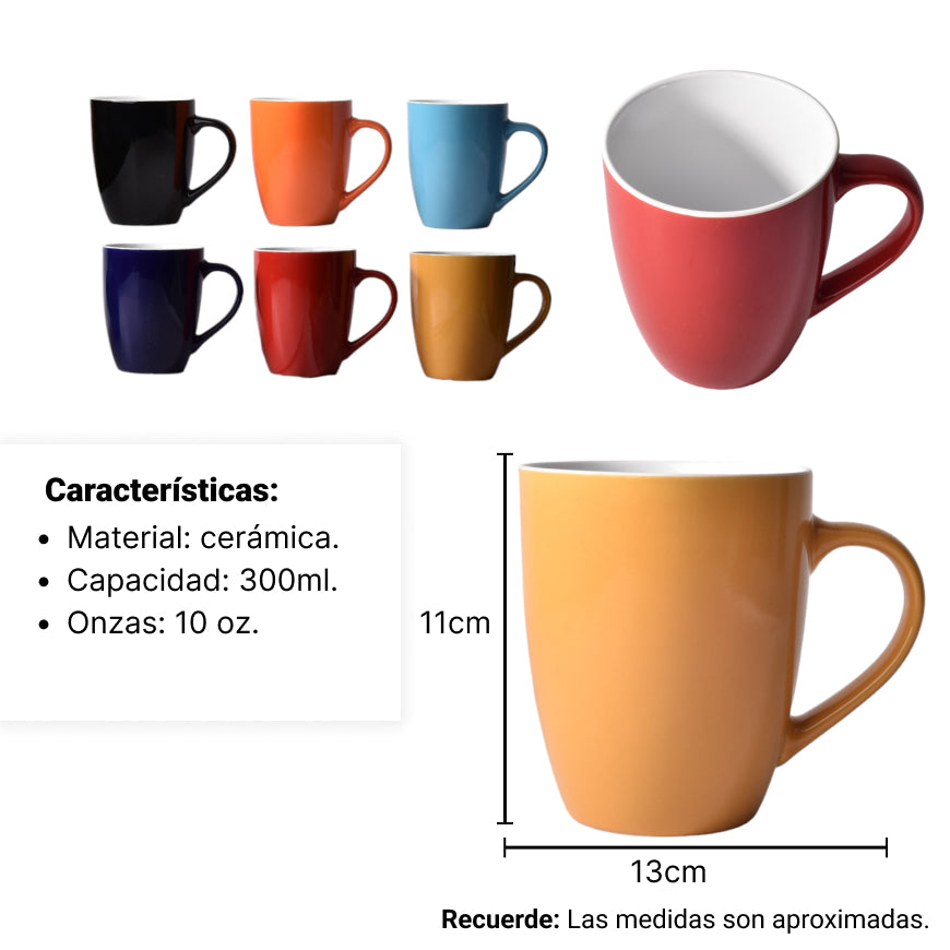 pocillo ceramica varios colores 300ml