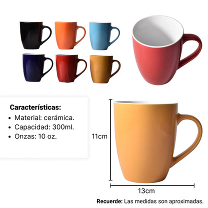 POCILLO CERAMICA VARIOS COLORES 300ML