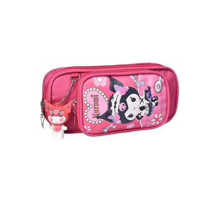 CARTUCHERA KUROMI CON LLAVERO POLIESTER DIM:21X10X5