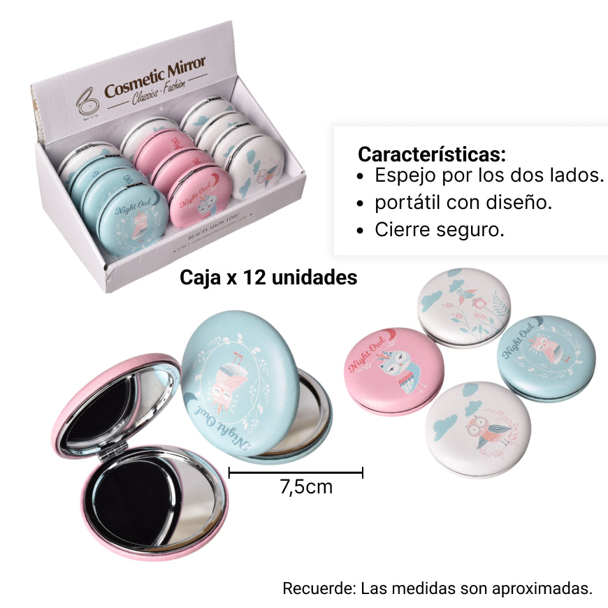 espejo vidrio sintetico plastico pequeño cartera diseño de b