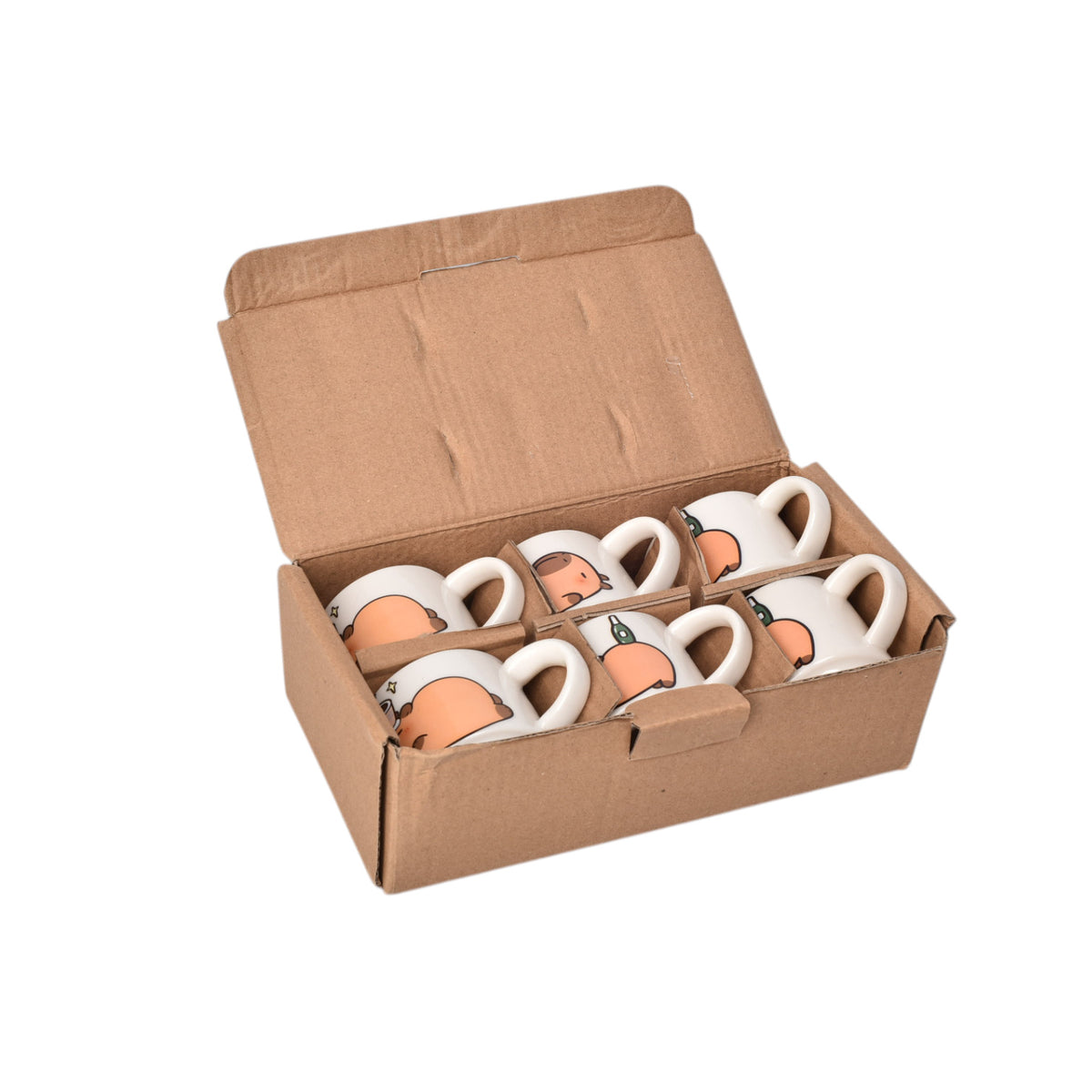 caja de pocillo por 6und ceramica capybara 100ml dim:5x4x4