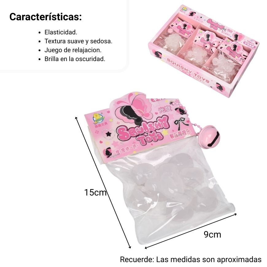squishy corazones y estrellas transparentes anti estres elastico caucho
