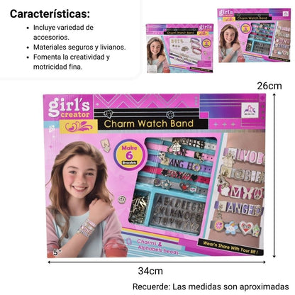 JUGUETE KIT PARA HACER PULSERAS PLASTICO NIÑA DIM:34X26X4