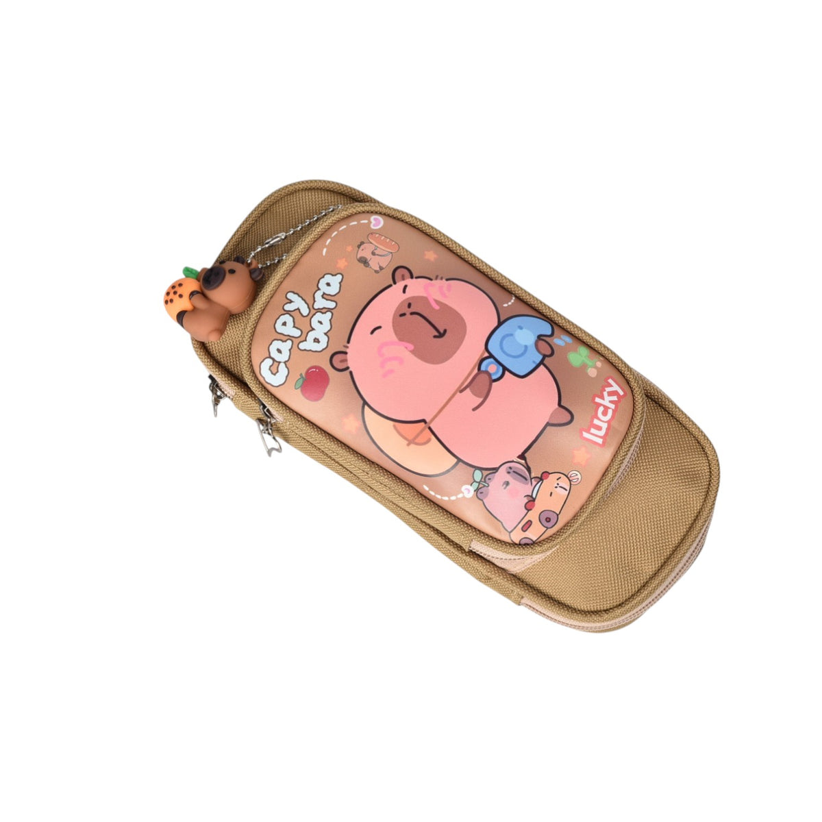 cartuchera capybara con llavero poliester dim:21x10x5