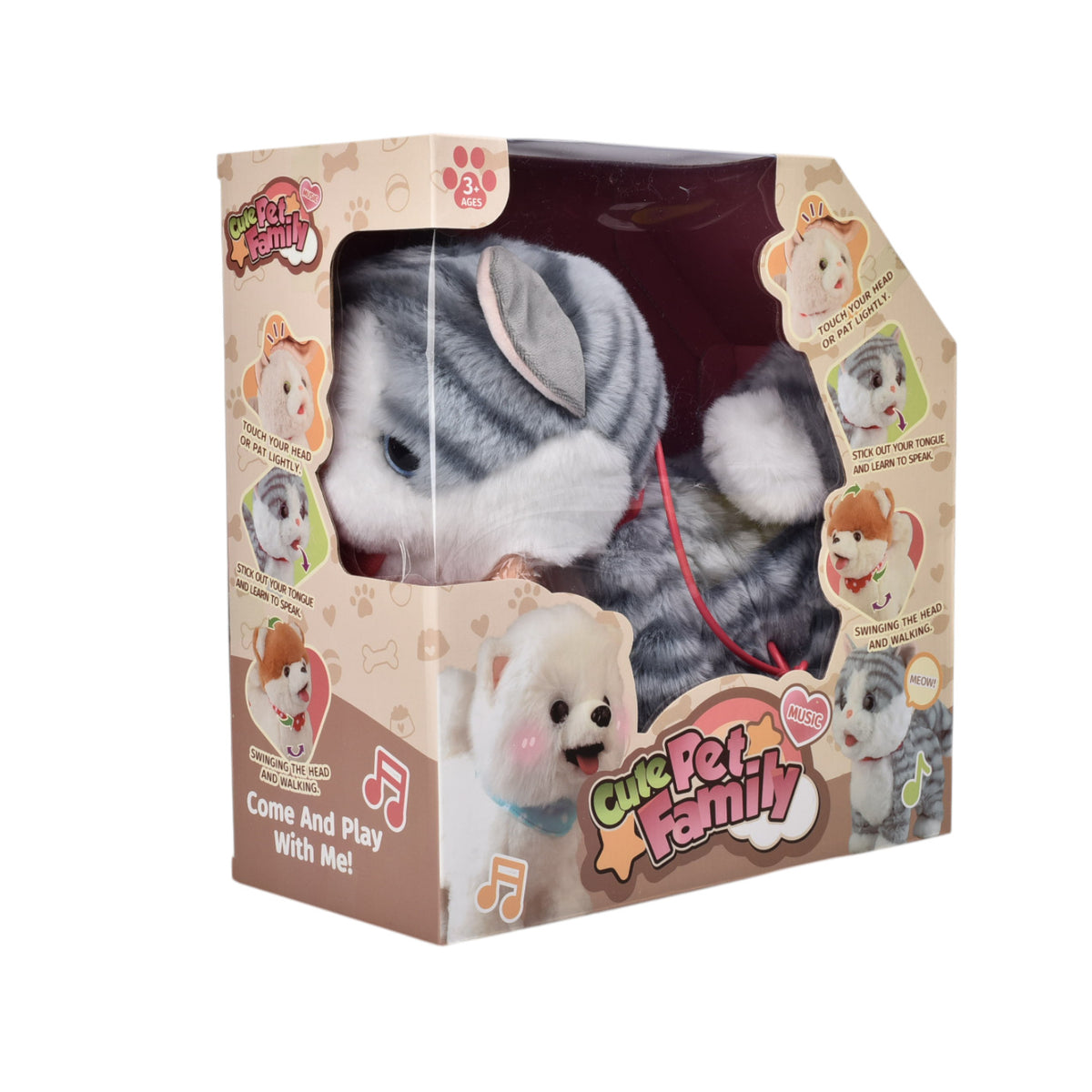 juguete con movimiento y sonido gato gris peluche dim:25x12x26