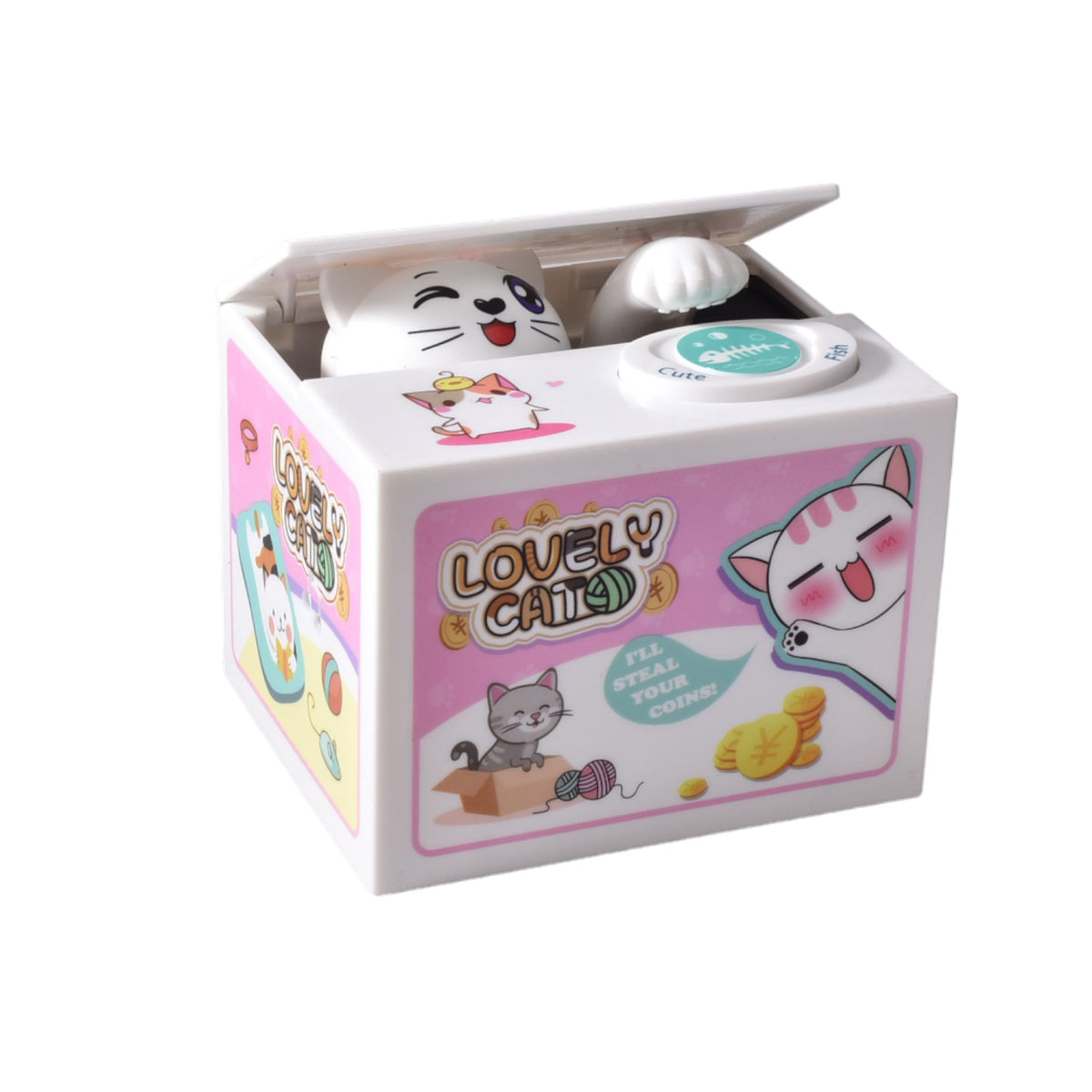 alcancia electronica gato caja de monedas