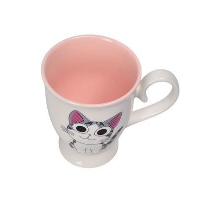 MUG POCILLO CON TAPA CERAMICA Y CUCHARA 350ML DIM:8X11X8