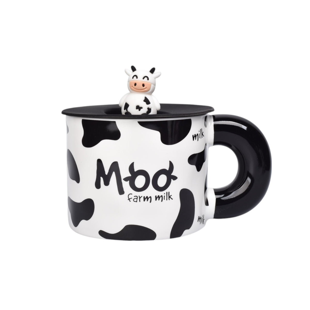 mug pocillo ceramica diseños de vacas con tapa dim:9x9x7