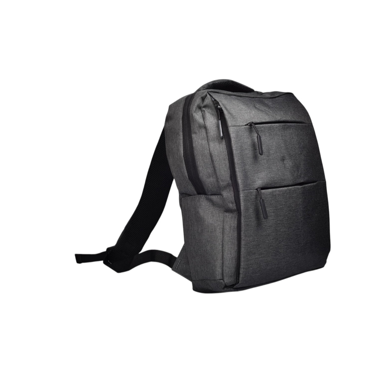 maleta morral poliester negro y gris dim:40x29x10
