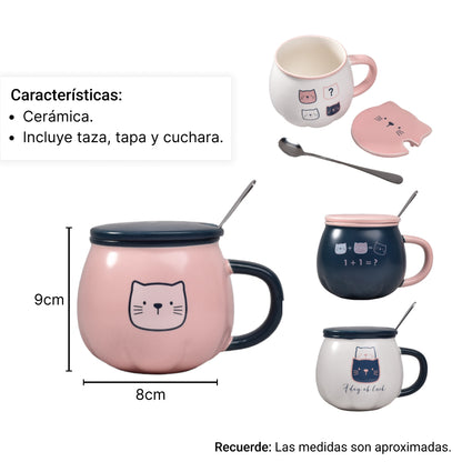 MUG POCILLO CON CUCHARA CERAMICA