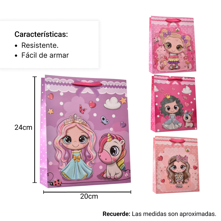 bolsa regalo en papel niñas tamaño pequeño