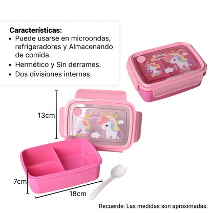 PORTACOMIDA PLASTICO VARIOS DISEÑOS 880ML DIM:18*13*7