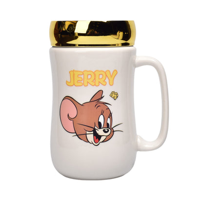 POCILLO CERAMICA DISEÑO TOM Y JERRY CON TAPA 450ML DIM:7X14