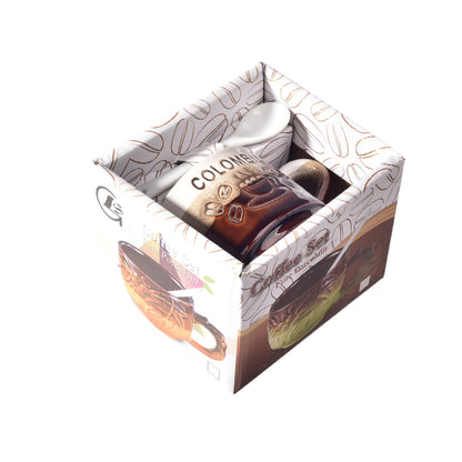 MUG POCILLO CON CUCHARA CERAMICA DIM:7X7X6