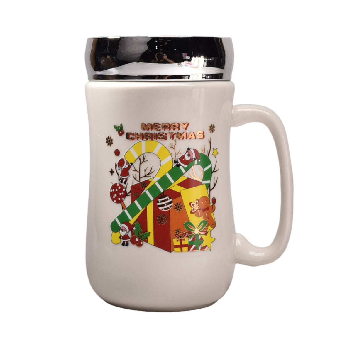 mug pocillo con tapa cermica de navidad