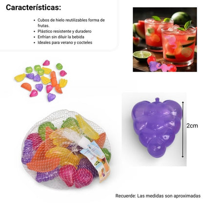 SET 20UND CUBOS DE HIELO FORMA FRUTA REUTILIZABLE PLASTICO