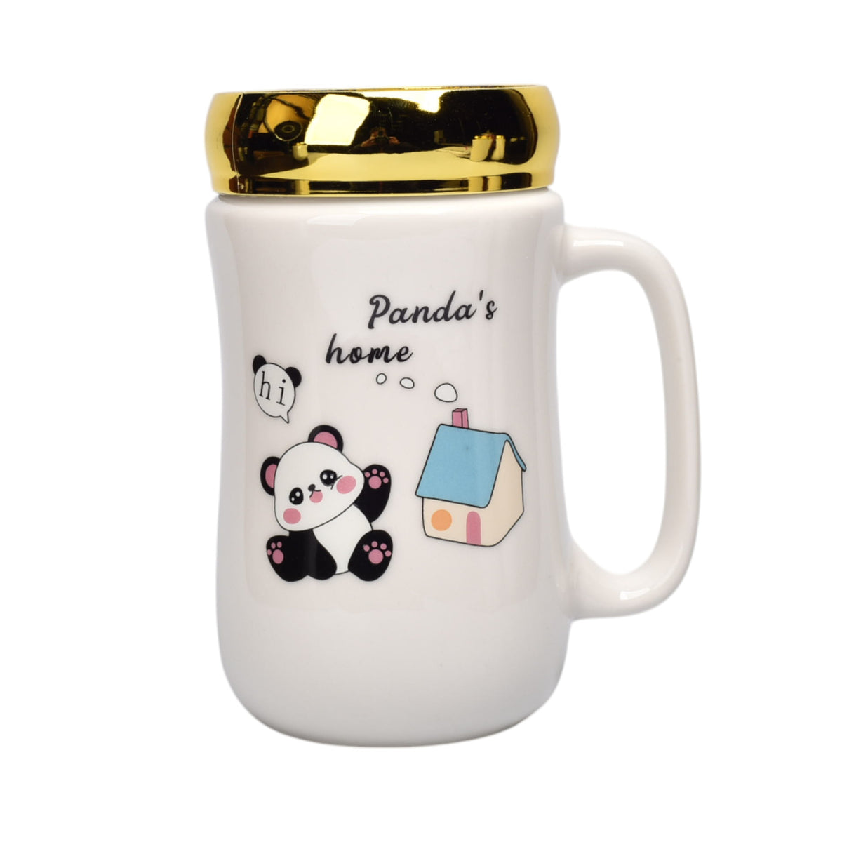 pocillo ceramica diseño oso con tapa 450ml dim:7x14