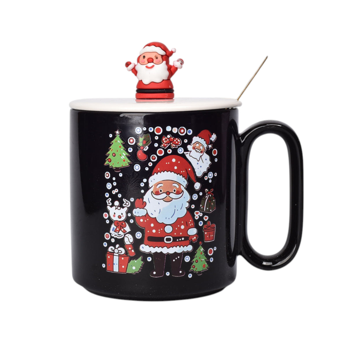 mug pocillo ceramica diseños navidad con cuchara 420ml dim:9x8