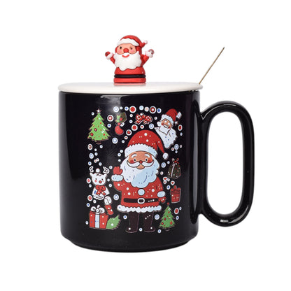 MUG POCILLO CERAMICA DISEÑOS NAVIDAD CON CUCHARA 420ML DIM:9X8