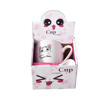 POCILLO MUG CON CUCHARA EN CERAMICA DISEÑO DE GATOS