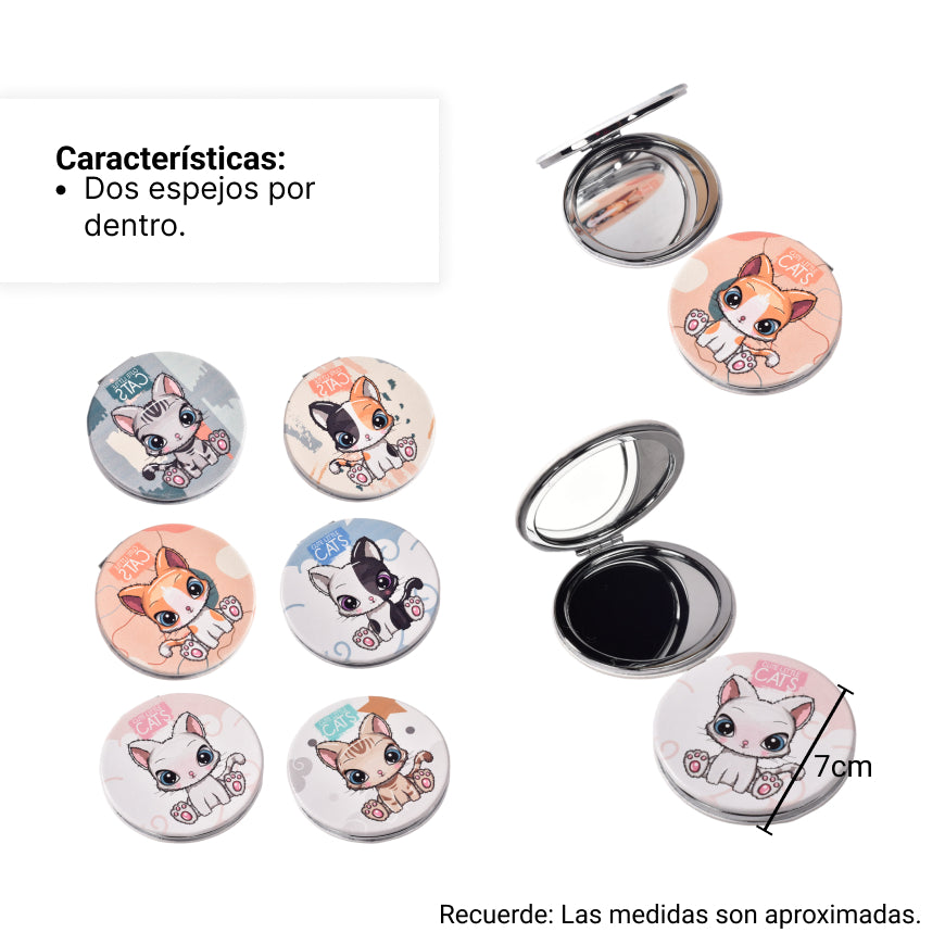 espejo redondo plastico cartera dim:7cm