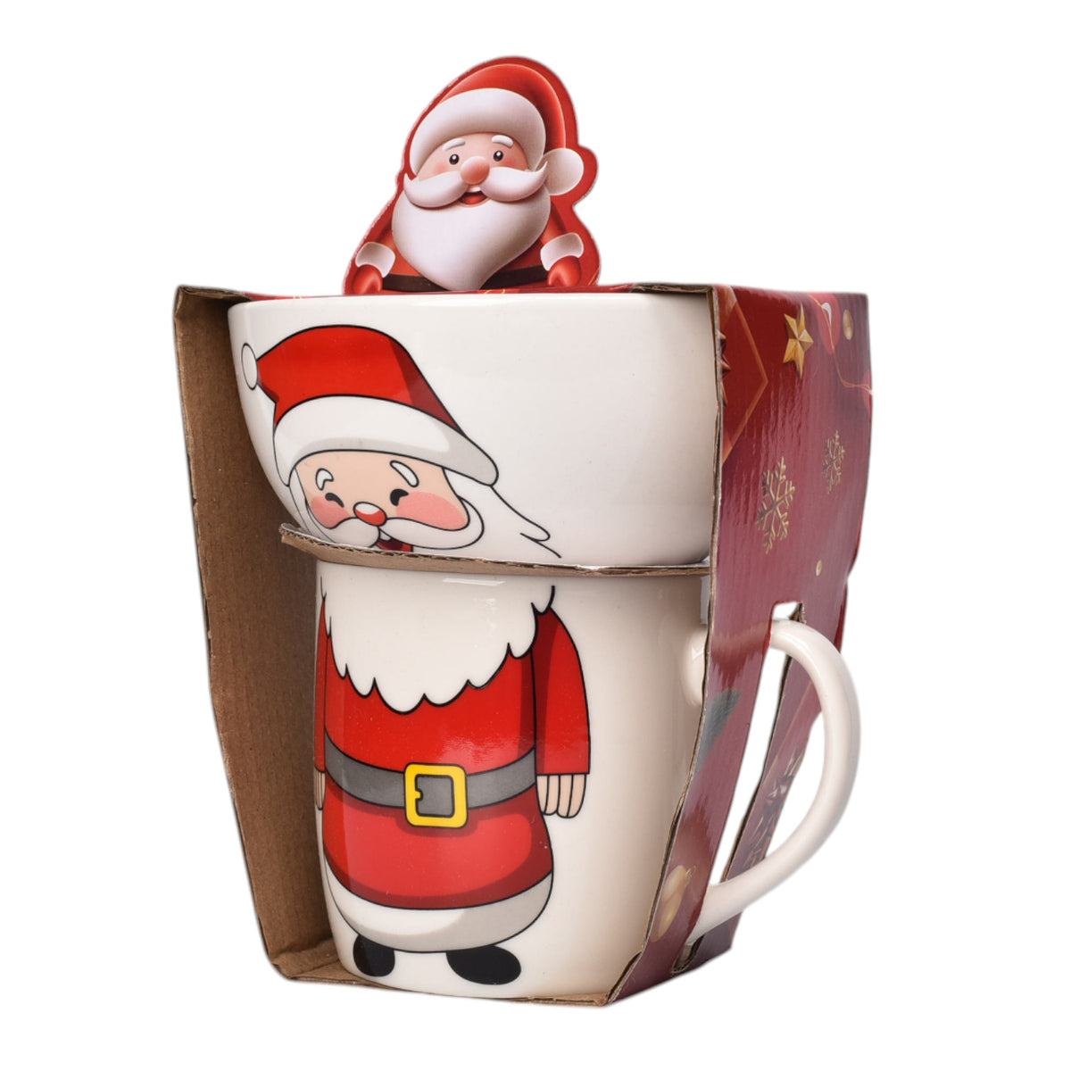 set pocillo navidad con plato ceramica 350ml dim8x8x9