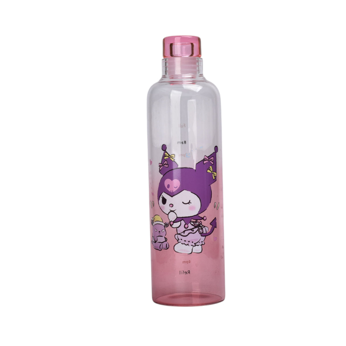 botella de vidrio 500ml personaje rosado dim:23x6