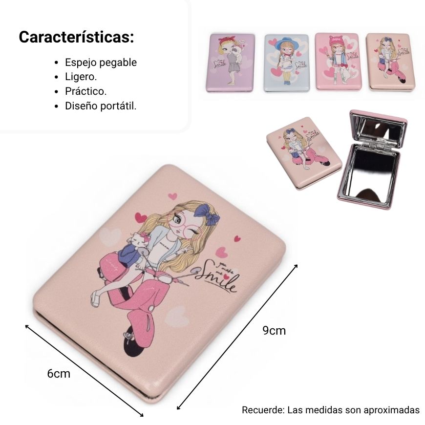 espejo cuadrado pequeño cartera muñecas