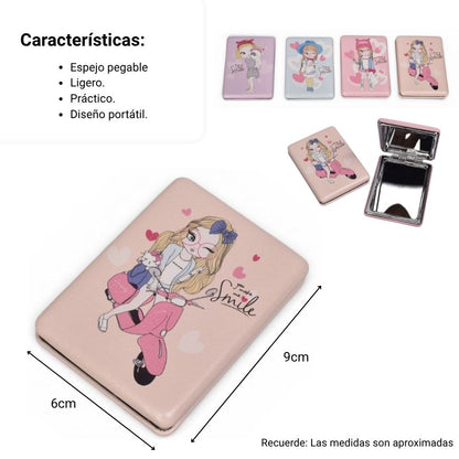 ESPEJO CUADRADO PEQUEÑO CARTERA MUÑECAS