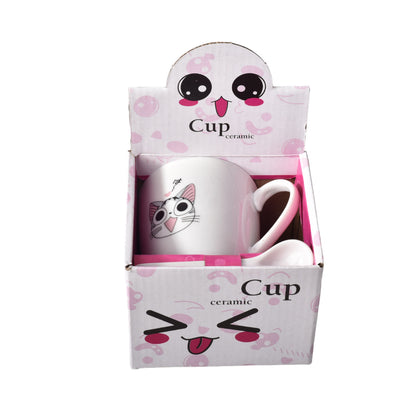 POCILLO MUG CON CUCHARA EN CERAMICA DISEÑO DE GATOS