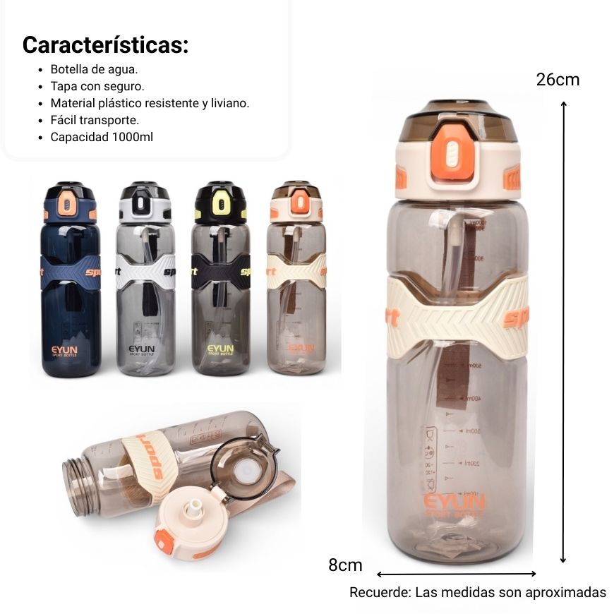 botella de agua 1000ml plastica