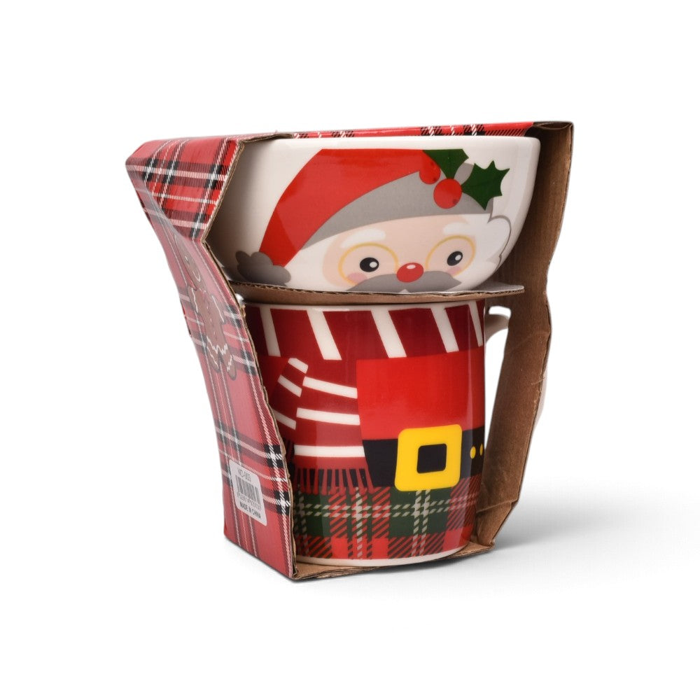 pocillo set ceramica con plato navidad 350ml
